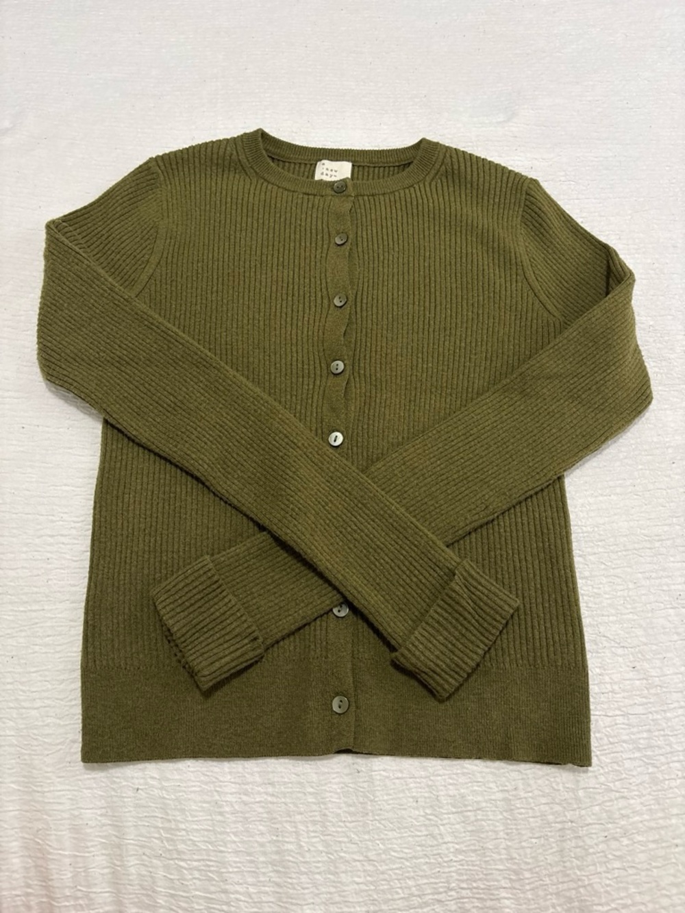 a new day Olive Green Ribbed Button-Up Cardigan